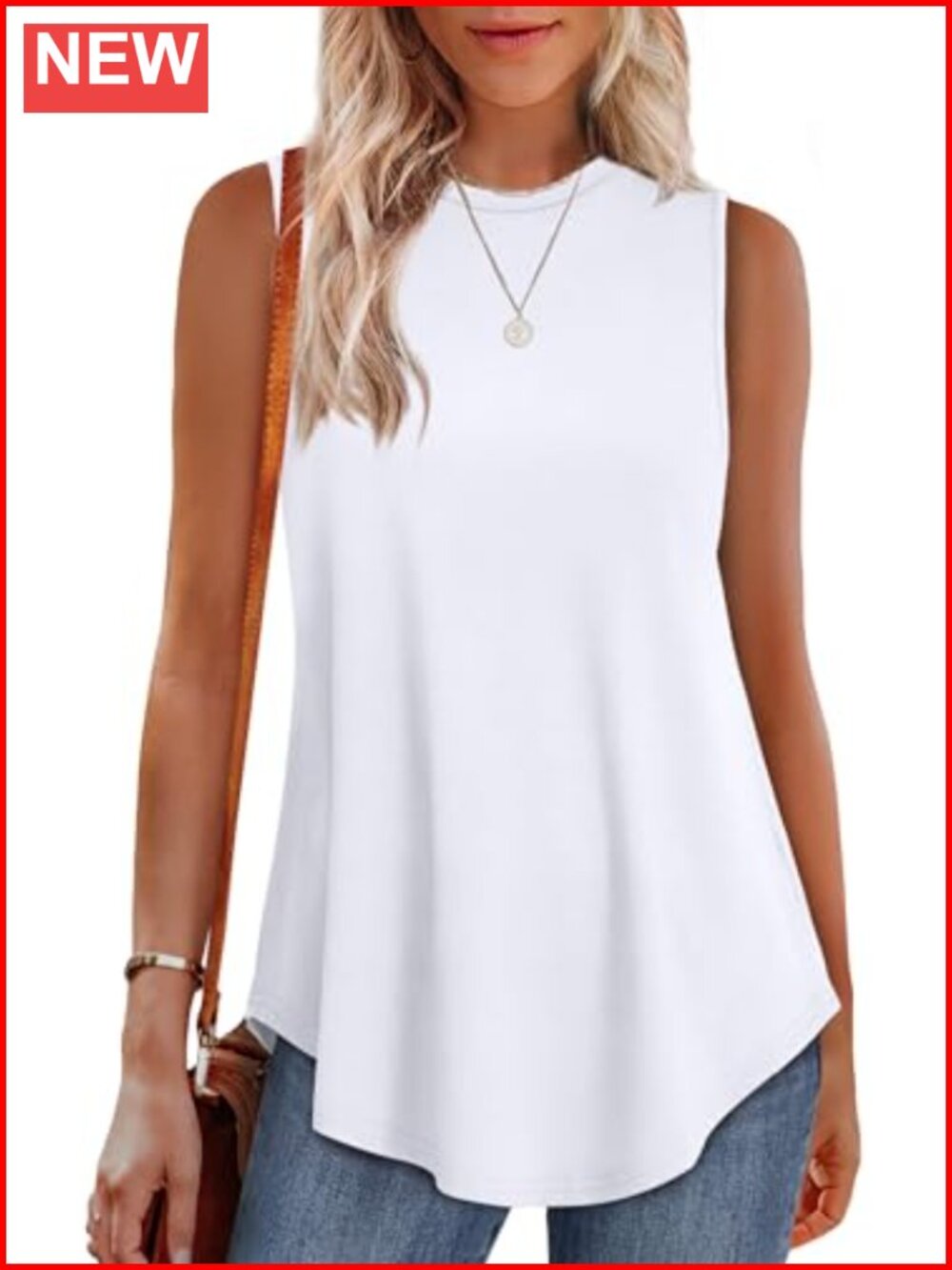 Women's High Neck Loose Fit Sleeveless Tank Top Tunic for Leggings